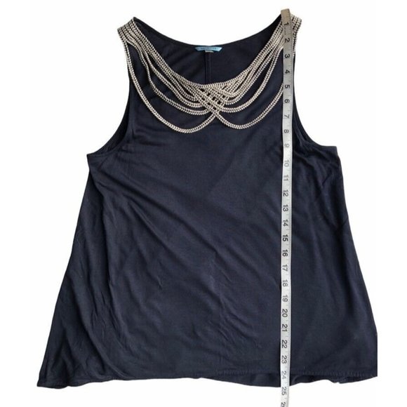 Anthropologie LeifNotes Womens Tank Top Blue Sleeveless  Braided Scallop Rope XS - Picture 9 of 9